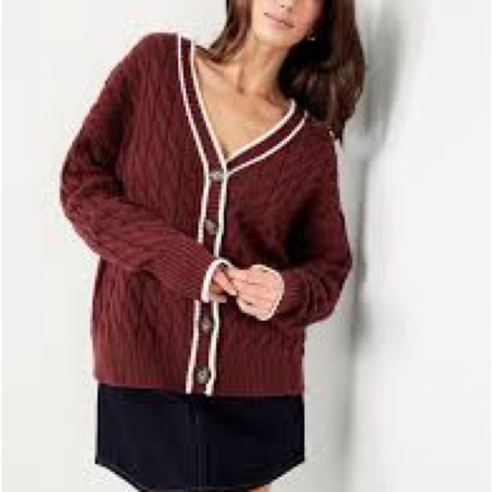 NWT Slouchy Cable-Knit Cardigan